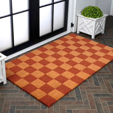 Porter Classic Farmhouse Checkered Coir Area Rug